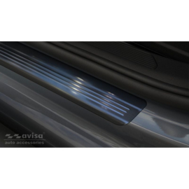 Zwart RVS Instaplijsten passend voor Volkswagen Golf VIII HB 2020- Brushed Steel 'Lines' - 4-delig