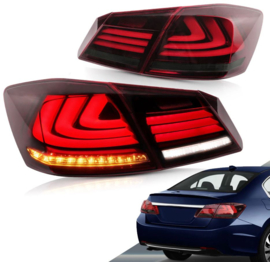 VLAND LED-achterlichten voor 2013-2015 Honda Accord met sequentiële richtingaanwijzers Kleur: Rood gerookt