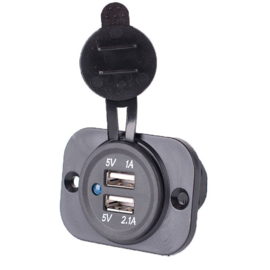 Inbouw USB Adapter 2xUSB 5V-2,1A&1A/Input 12V-24V