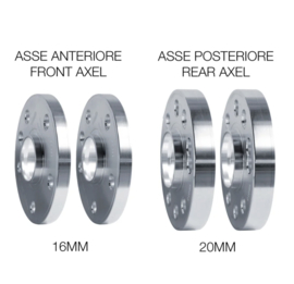 Simoni Racing Aluminium Spoorverbreder Set - 2x16mm(VA) - 2x20mm(AA) (Naaf 57,1mm) inclusief wielbouten - passend voor Audi diversen