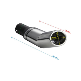 Ulter Sport Uitlaatsierstuk - Ovaal DTM 95x65mm - Lengte 170mm - Montage ->50mm - RVS
