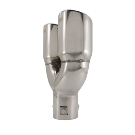 Simoni Racing Uitlaatsierstuk Dubbel Rond/Schuin RVS - Ø76xL230mm - Montage ->58mm