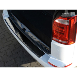 Zwart RVS Achterbumperprotector passend voor Volkswagen Transporter T6 2015-2019 & FL 2019-2020 & T6.1 2020-2022 (met achterklep) 'Ribs'