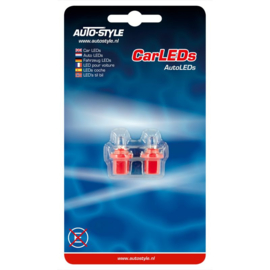 T-5 LED Lampen 12V SuperBright Rood, set à 2 stuks