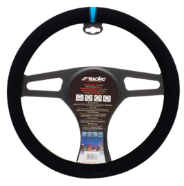 Simoni Racing Stuurwielhoes Carrera Look - Zwart Microvezel + Blauwe Markering - 37-39cm