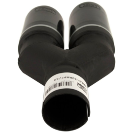 Ulter Sport Uitlaatsierstuk (rechts) - Dubbel Rond Ø70mm - Lengte 200/180mm - Montage ->50mm - RVS Zwart