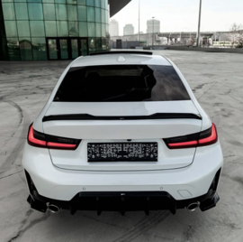 Oneway Achterbumperskirt (Diffuser) passend voor BMW 3-Serie G20/G21 M-Pack Facelift 2022- - Glanzend zwart