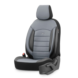 Universele Volleder Stoelhoezenset 'Inspire' Zwart/Grijs - 11-delig - geschikt voor Side-Airbags