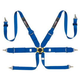 Simoni Racing Sportgordel 6-Punts/3-Inch Blauw + Quick Release/FIA/E-keur/Hans Nekband