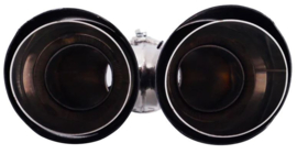 Simoni Racing Uitlaatsierstuk Dubbel Links Rond/Schuin RVS & Carbon - Ø92xL215-230mm - Montage ->40-63mm