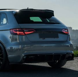 Oneway Achterbumperskirt (Diffuser) passend voor Audi RS3 8V Sportback 2015-2016 - Glanzend zwart