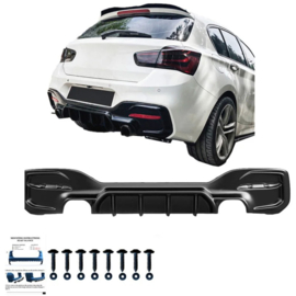 Oneway Achterbumperskirt (Diffuser) passend voor BMW 1-Serie F20/F21 Facelift M-Power 2015-2019 - Glanzend zwart