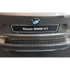 Zwart RVS Achterbumperprotector passend voor BMW X1 E84 2012-2015 'Ribs' excl. M-Pakket