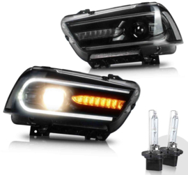 VLAND LED-koplampen voor Dodge Charger 2011-2014 Frontlampen Dubbele koplampen Met HID-lampen (D2H)