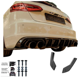 Oneway Achterbumperskirts (Hoeken) passend voor Audi S3 8V Sportback 2013-2016 - Glanzend zwart