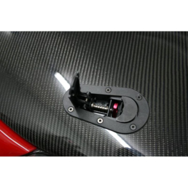 Set universele Racing Plus Flush motorkaphaken/-pins + Slot - zwart + rood aluminium pins