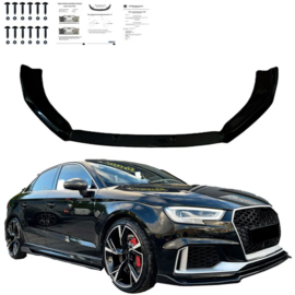 Oneway Voorspoilerlip passend voor Audi RS3 8V Sedan/Sportback Facelift 2017-2020 - Glanzend zwart