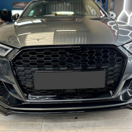 Oneway Voorspoilerlip passend voor Audi RS3 8V Sedan/Sportback Facelift 2017-2020 - Glanzend zwart