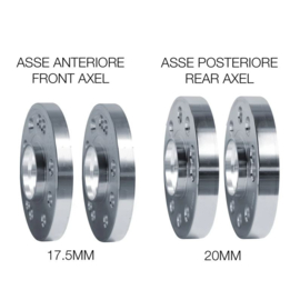 Simoni Racing Aluminium Spoorverbreder Set - 2x17,5mm(VA) - 2x20mm(AA) (Naaf 65,1mm) inclusief wielbouten - passend voor Fiat, Alfa Romeo diversen