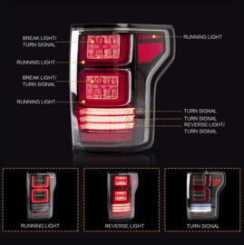 VLAND LED Achterlichten Voor Ford F150 2015-2020 Amber Richtingaanwijzer Aftermarket Achterlichten Kleur Duidelijk