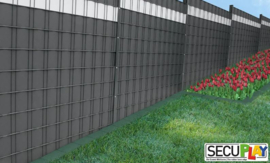 Secuplay Rubber Gazonrand - 100x10x3,6cm - Grijs - Pakket van 3 stuks