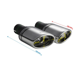 Ulter Sport Uitlaatsierstuk (rechts) - Ovaal 120x80mm - Lengte 120mm - Montage ->50mm - RVS