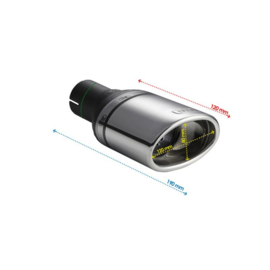Ulter Sport Uitlaatsierstuk - Ovaal 120x80mm Schuin - Lengte 120mm - Montage ->50mm - RVS