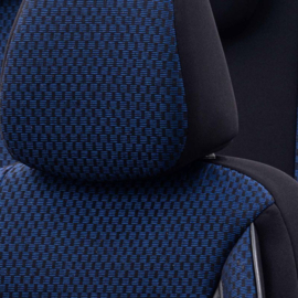 Universele Stoffen Stoelhoezenset 'SelectedFit Sports' Zwart/Blauw - 11-delig - geschikt voor Side-Airbags