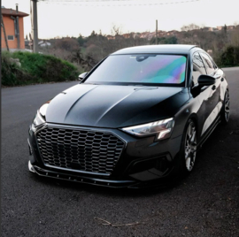 Oneway Voorspoilerlip passend voor Audi A3 (8Y) Sedan/Sportback 2020-2024 excl. S-Line/S3/RS3 - Glanzend zwart