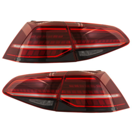 Set LED Achterlichten passend voor Volkswagen Golf VII 2012-2017 & Facelift (7.5) 2017- excl. Variant - Rood/Rookgrijs - incl. Dynamic Running Light