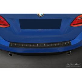 Zwart RVS Achterbumperprotector passend voor BMW 2 Active Tourer F45 2013-2021 met M-Pakket 'Ribs'