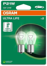 Osram Ultra Life Halogeen lampen - BA15S - 12V/21W - set à 2 stuks