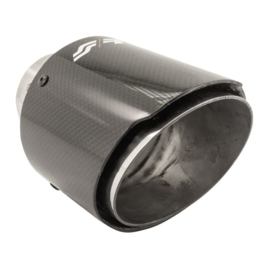 Simoni Racing Uitlaatsierstuk Rond/Schuin Glanzend-Carbon+RVS - Ø102xL155mm - Montage 63mm