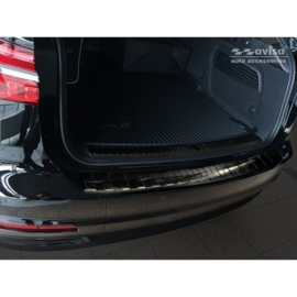 Zwart RVS Achterbumperprotector passend voor Audi A6 (C8) Avant 2018- 'Ribs' incl. S-Line & Allroad