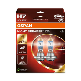 Osram Night Breaker 220 Halogeen lampen - H7 - 12V/55W - set à 2 stuks