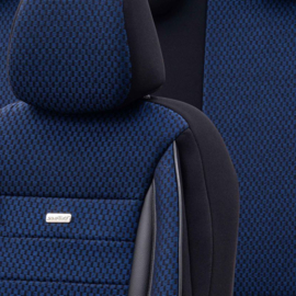 Universele Stoffen Stoelhoezenset 'SelectedFit Sports' Zwart/Blauw - 11-delig - geschikt voor Side-Airbags