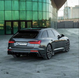 Oneway Achterbumperskirts (Hoeken) passend voor Audi A6 S-Line/S6 C8 (Sedan/Avant) 2018- - Glanzend zwart