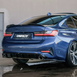 Oneway Achterbumperskirt (Diffuser) passend voor BMW 3-Serie G20/G21 2018-2022 - Glanzend zwart