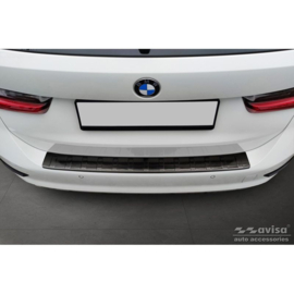 Zwart RVS Achterbumperprotector passend voor BMW 3-Serie G21 Touring 2019-2022 'Ribs'