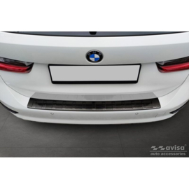Zwart RVS Achterbumperprotector passend voor BMW 3-Serie G21 Touring 2019-2022 'Ribs'