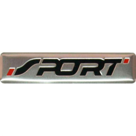 Aluminium Embleem/Logo - SPORT - Black & Red - 7x1,7cm