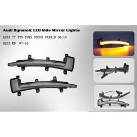 Set LED Zijspiegel-Knipperlichten passend voor Audi TT 2006-2014 & R8 2007-2016 - Rookgrijs - incl. Dynamic Running Light