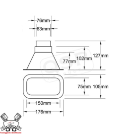 Inlaat 63+76mm Zwart