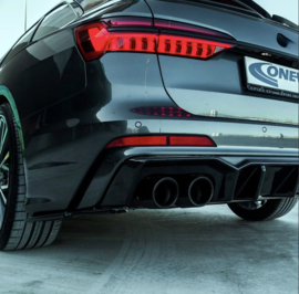 Oneway Achterbumperskirts (Hoeken) passend voor Audi A6 S-Line/S6 C8 (Sedan/Avant) 2018- - Glanzend zwart
