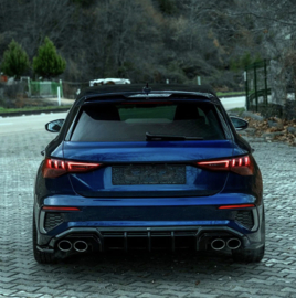 Oneway Achterbumperskirt (Diffuser) passend voor Audi A3 8Y S-Line/S3 Sedan/Sportback 2020-2024 - Glanzend zwart