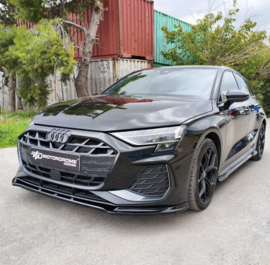 Motordrome Voorspoiler passend voor Audi A3 (8Y) Sportback & Sedan S-Line / S3 Facelift 2024- (ABS Glanzend zwart)