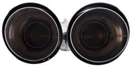 Simoni Racing Uitlaatsierstuk Dubbel Links Rond/Schuin RVS & Carbon - Ø102xL215-230mm - Montage ->40-63mm