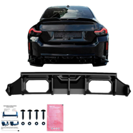 Oneway Achterbumperskirt (Diffuser) passend voor BMW M2 G87 Coupe 2023- - Glanzend zwart