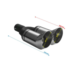 Ulter Sport Uitlaatsierstuk - Dubbel Rond DTM Race Ø80mm - Lengte 260mm - Montage ->50mm - RVS