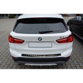 Zwart RVS Achterbumperprotector passend voor BMW X1 (F48) 2015-2022 'Ribs'